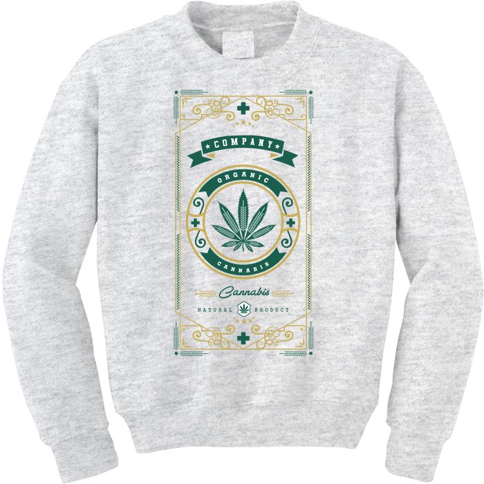 Organic Cannabis Medical Marijuana Kids Sweatshirt