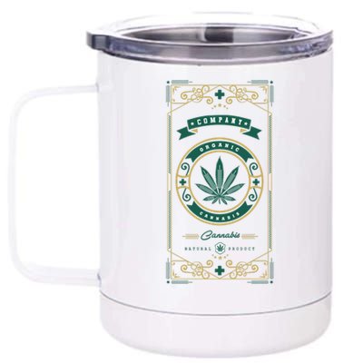 Organic Cannabis Medical Marijuana 12 oz Stainless Steel Tumbler Cup