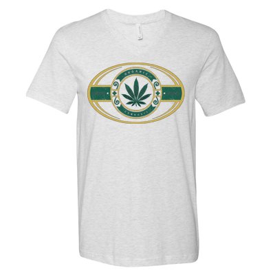 Organic Cannabis Medical Marijuana Gold Seal V-Neck T-Shirt