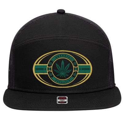 Organic Cannabis Medical Marijuana Gold Seal 7 Panel Mesh Trucker Snapback Hat