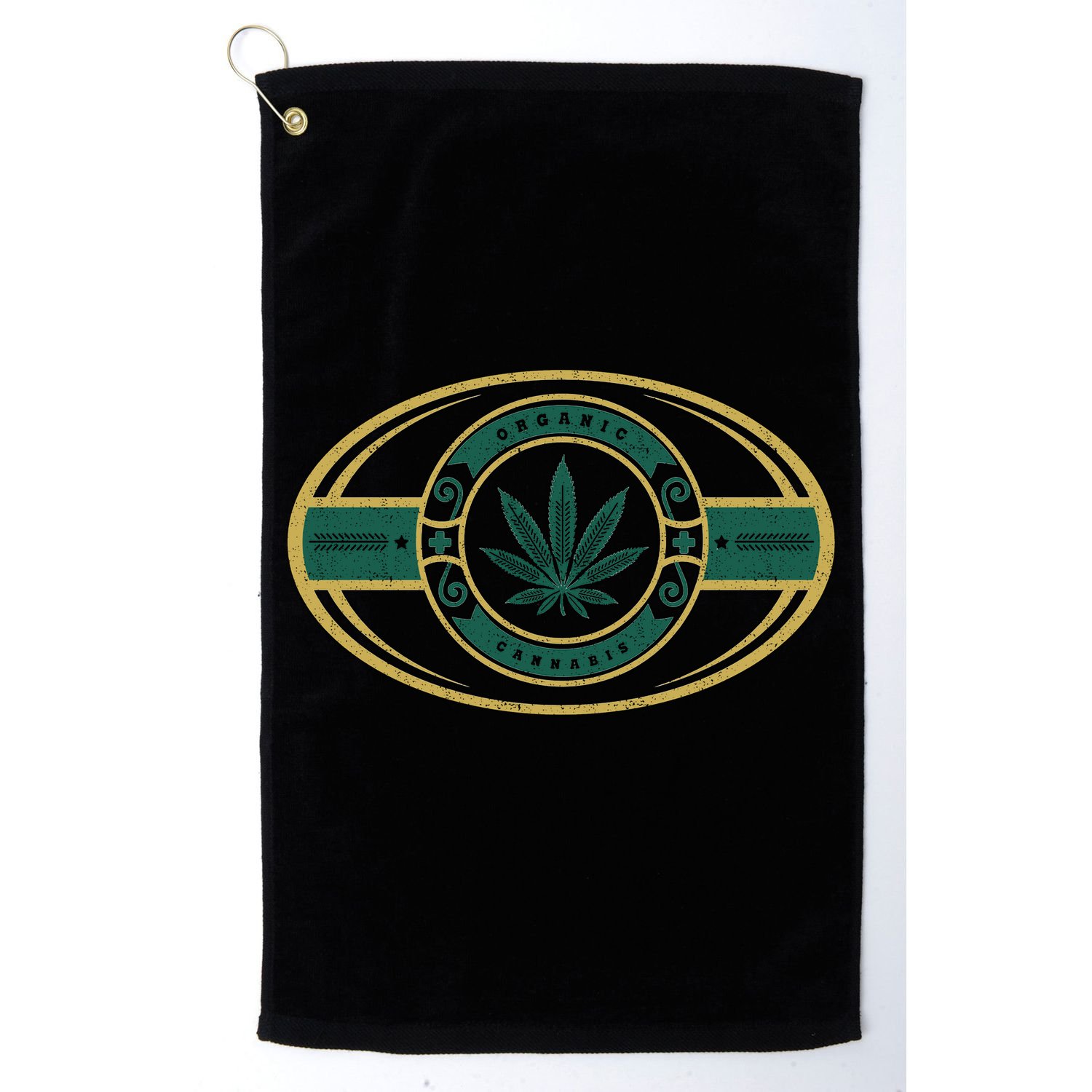 Organic Cannabis Medical Marijuana Gold Seal Golf Towel
