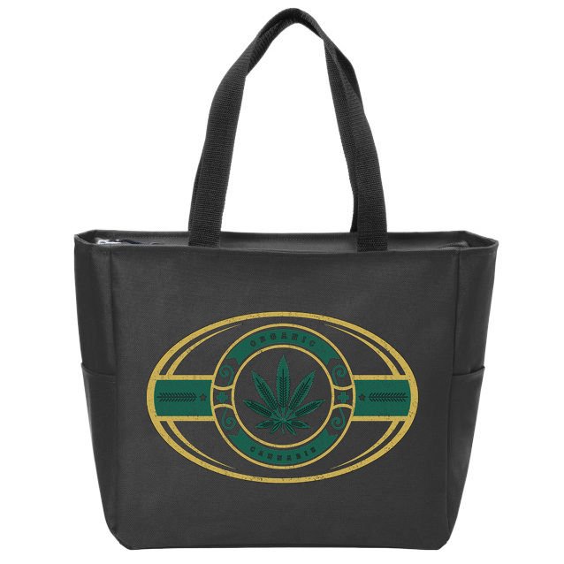 Organic Cannabis Medical Marijuana Gold Seal Zip Tote Bag