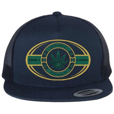 Organic Cannabis Medical Marijuana Gold Seal Flat Bill Trucker Hat