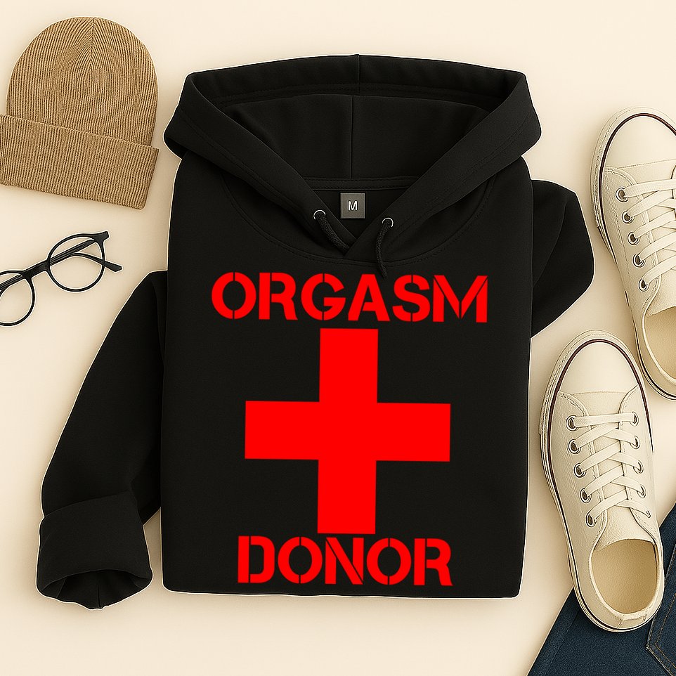 Orgasm Donor Red Imprint Hoodie