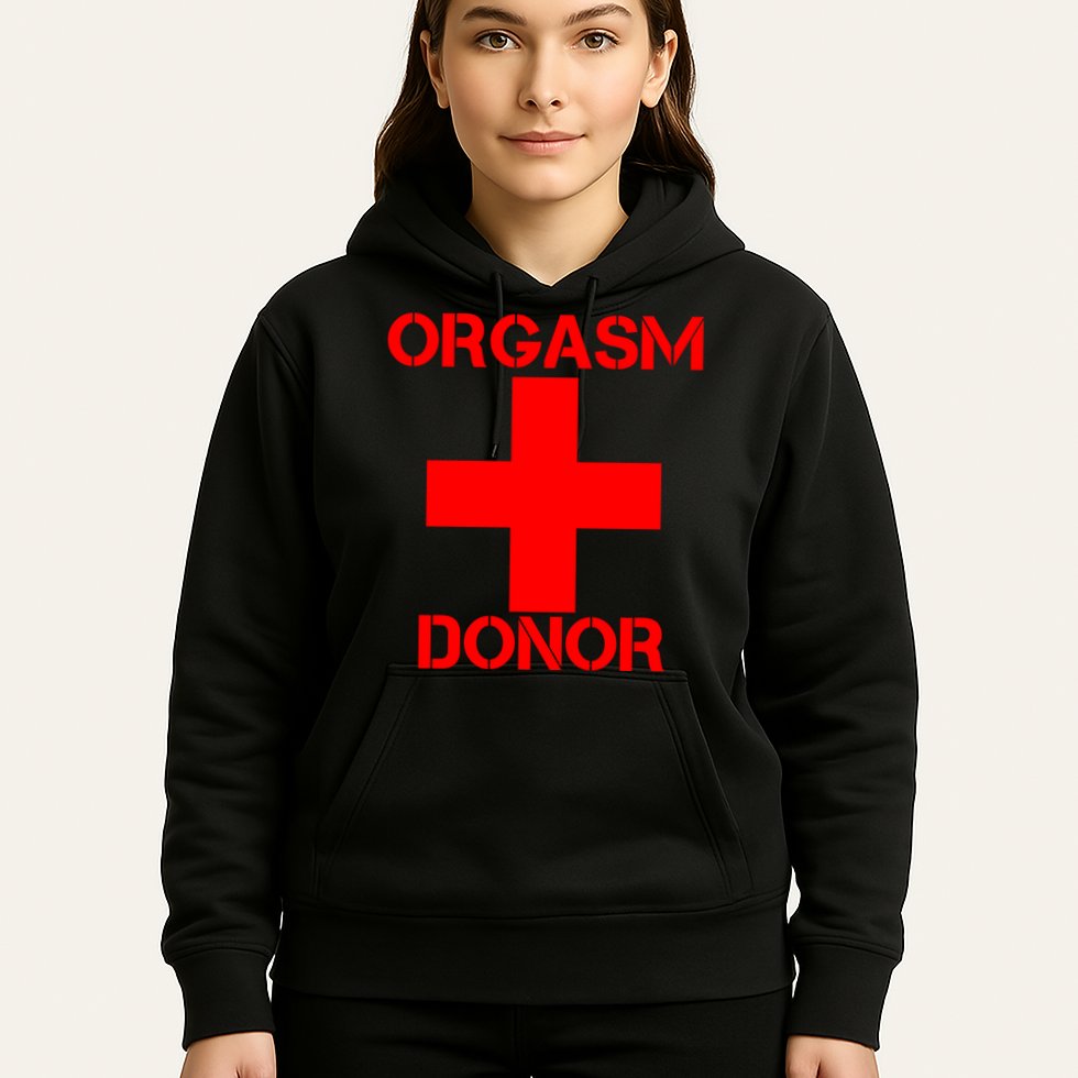 Orgasm Donor Red Imprint Hoodie