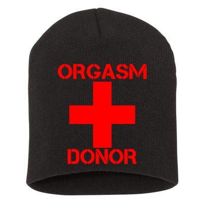 Orgasm Donor Red Imprint Short Acrylic Beanie