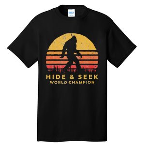 Original Retro Hide & Seek World Champ Bigfoot Sun Graphic Tall T-Shirt