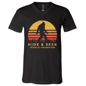 Original Retro Hide & Seek World Champ Bigfoot Sun Graphic V-Neck T-Shirt