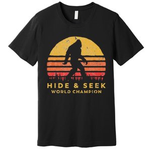 Original Retro Hide & Seek World Champ Bigfoot Sun Graphic Premium T-Shirt