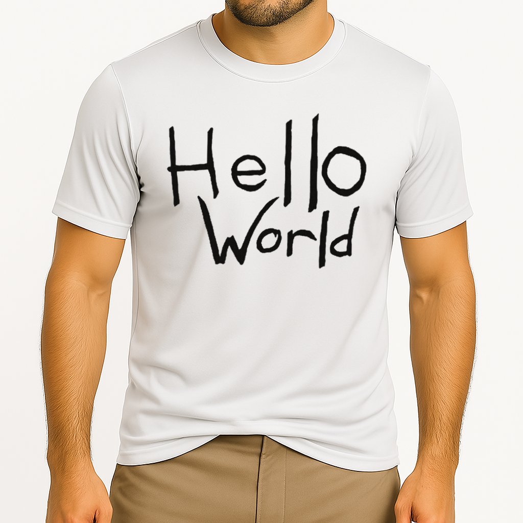Omnis Robotman 'hello World' Men's Blue Cotton 100  Cooling Performance Crew T-Shirt