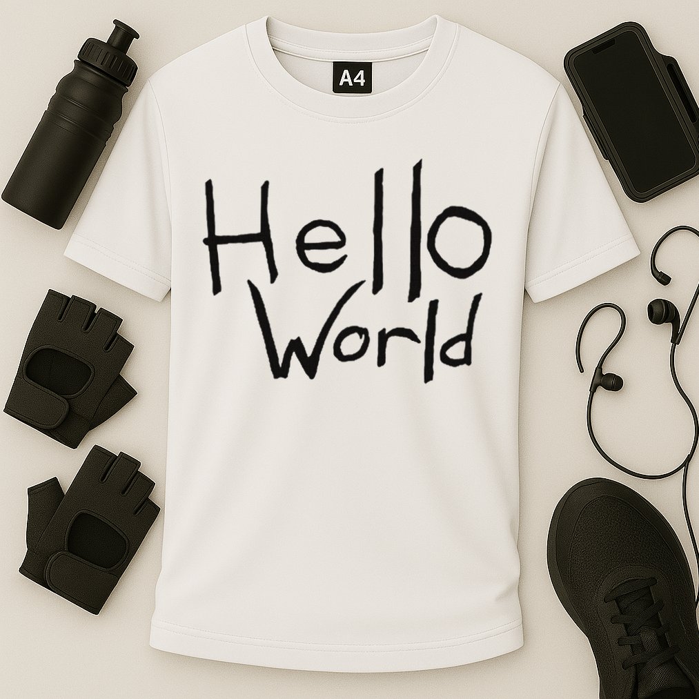 Omnis Robotman 'hello World' Men's Blue Cotton 100  Cooling Performance Crew T-Shirt