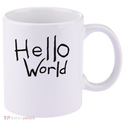 Omnis Robotman 'hello World' Men's Blue Cotton 100  11oz C Handle Ceramic Mug