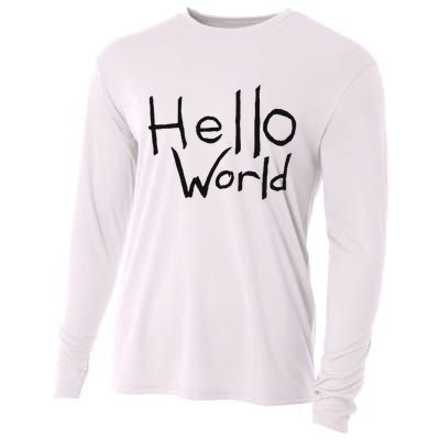 Omnis Robotman 'hello World' Men's Blue Cotton 100  Cooling Performance Long Sleeve Crew