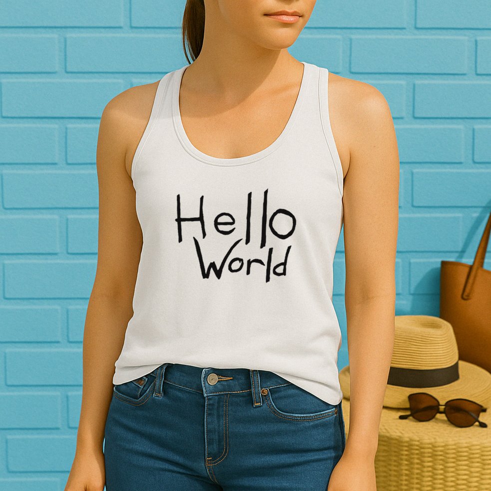 Omnis Robotman 'hello World' Men's Blue Cotton 100  Womens Tank Top