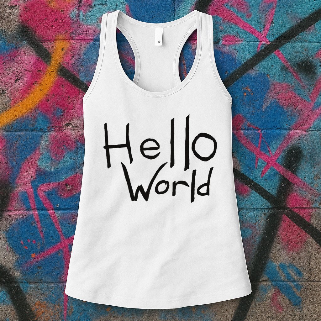Omnis Robotman 'hello World' Men's Blue Cotton 100  Womens Tank Top