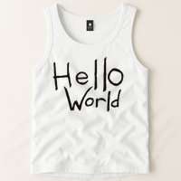 Omnis Robotman 'hello World' Men's Blue Cotton 100  Tank Top