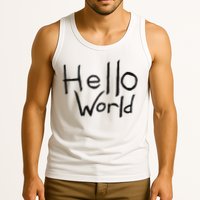 Omnis Robotman 'hello World' Men's Blue Cotton 100  Tank Top