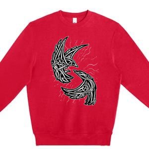 Odins Raven Hugin And Munin Viking Gift Premium Crewneck Sweatshirt