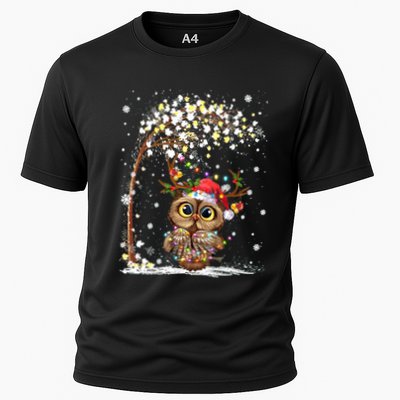Owl Reindeer Hat Santa Christmas Tree Funny Xmas Swea Cooling Performance Crew T-Shirt