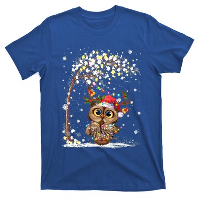 Owl Reindeer Hat Santa Christmas Tree Funny Xmas Swea T-Shirt