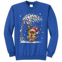 Owl Reindeer Hat Santa Christmas Tree Funny Xmas Swea Tall Sweatshirt