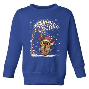 Owl Reindeer Hat Santa Christmas Tree Funny Xmas Swea Toddler Sweatshirt