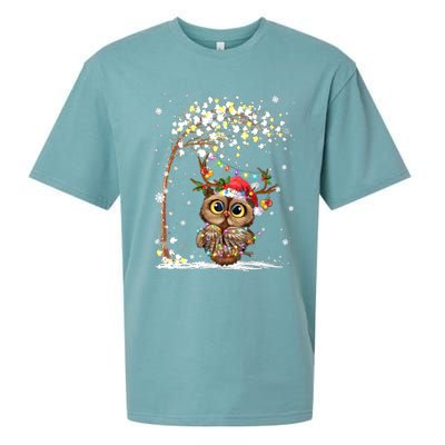 Owl Reindeer Hat Santa Christmas Tree Funny Xmas Swea Sueded Cloud Jersey T-Shirt