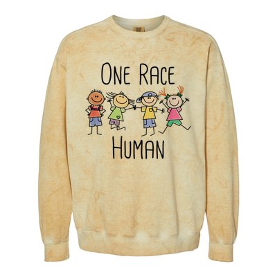 One Race Human Anti Racism Diversity Day Colorblast Crewneck Sweatshirt