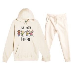 One Race Human Anti Racism Diversity Day Premium Hooded Sweatsuit Set