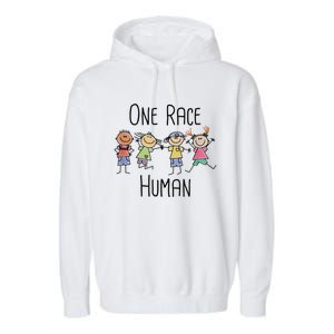 One Race Human Anti Racism Diversity Day Garment-Dyed Fleece Hoodie