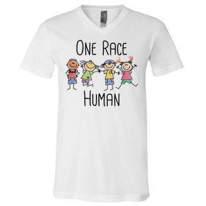 One Race Human Anti Racism Diversity Day V-Neck T-Shirt