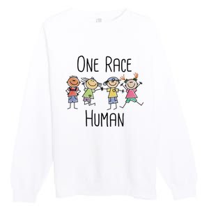 One Race Human Anti Racism Diversity Day Premium Crewneck Sweatshirt