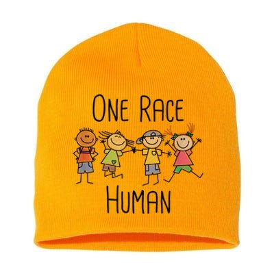 One Race Human Anti Racism Diversity Day Short Acrylic Beanie