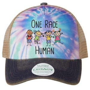 One Race Human Anti Racism Diversity Day Legacy Tie Dye Trucker Hat