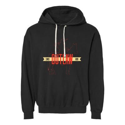 Outlaw Red Horse & Cowboy Adventure Gamer Garment-Dyed Fleece Hoodie