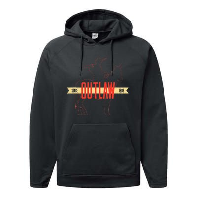 Outlaw Red Horse & Cowboy Adventure Gamer Performance Fleece Hoodie