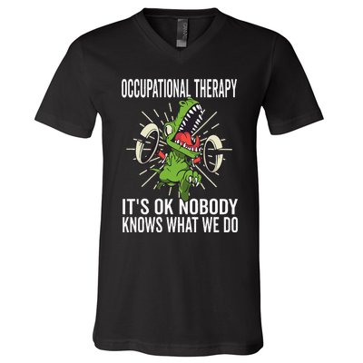 OT Rex Insperational TRex Occupational Therapist Assistant V-Neck T-Shirt