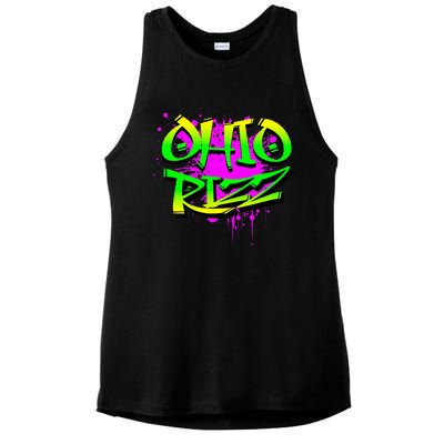 Ohio Rizz Ironic Meme Graffiti Rizzler Brainrot Quote Ladies PosiCharge Tri-Blend Wicking Tank