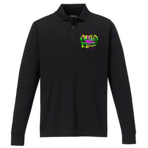 Ohio Rizz Ironic Meme Graffiti Rizzler Brainrot Quote Performance Long Sleeve Polo