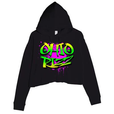 Ohio Rizz Ironic Meme Graffiti Rizzler Brainrot Quote Crop Fleece Hoodie