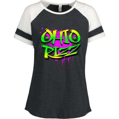 Ohio Rizz Ironic Meme Graffiti Rizzler Brainrot Quote Enza Ladies Jersey Colorblock Tee