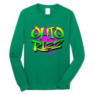 Ohio Rizz Ironic Meme Graffiti Rizzler Brainrot Quote Long Sleeve Shirt