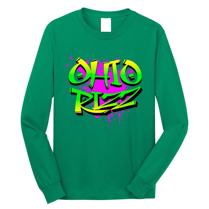 Ohio Rizz Ironic Meme Graffiti Rizzler Brainrot Quote Long Sleeve Shirt