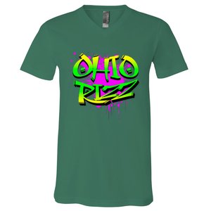 Ohio Rizz Ironic Meme Graffiti Rizzler Brainrot Quote V-Neck T-Shirt