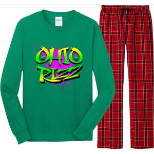 Ohio Rizz Ironic Meme Graffiti Rizzler Brainrot Quote Long Sleeve Pajama Set