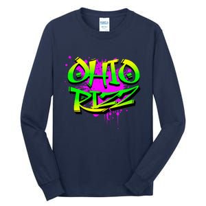 Ohio Rizz Ironic Meme Graffiti Rizzler Brainrot Quote Tall Long Sleeve T-Shirt