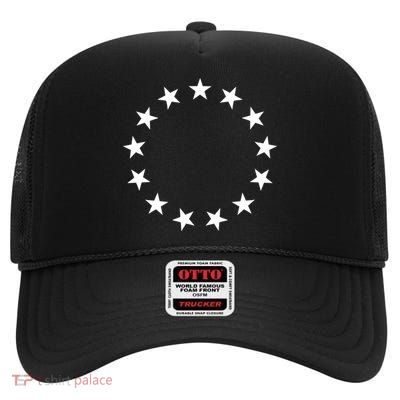 Original 13 Colonies Stars Betsy Ross Flag High Crown Mesh Back Trucker Hat