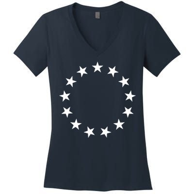 Original 13 Colonies Stars Betsy Ross Flag Women's V-Neck T-Shirt