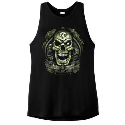 Original Gangster Skull Bling Ladies PosiCharge Tri-Blend Wicking Tank