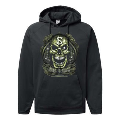 Original Gangster Skull Bling Performance Fleece Hoodie